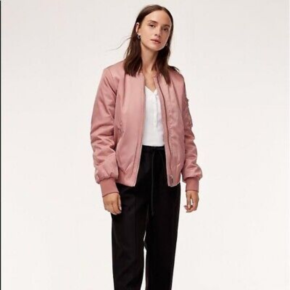 Aritzia Satin Bomber Pink